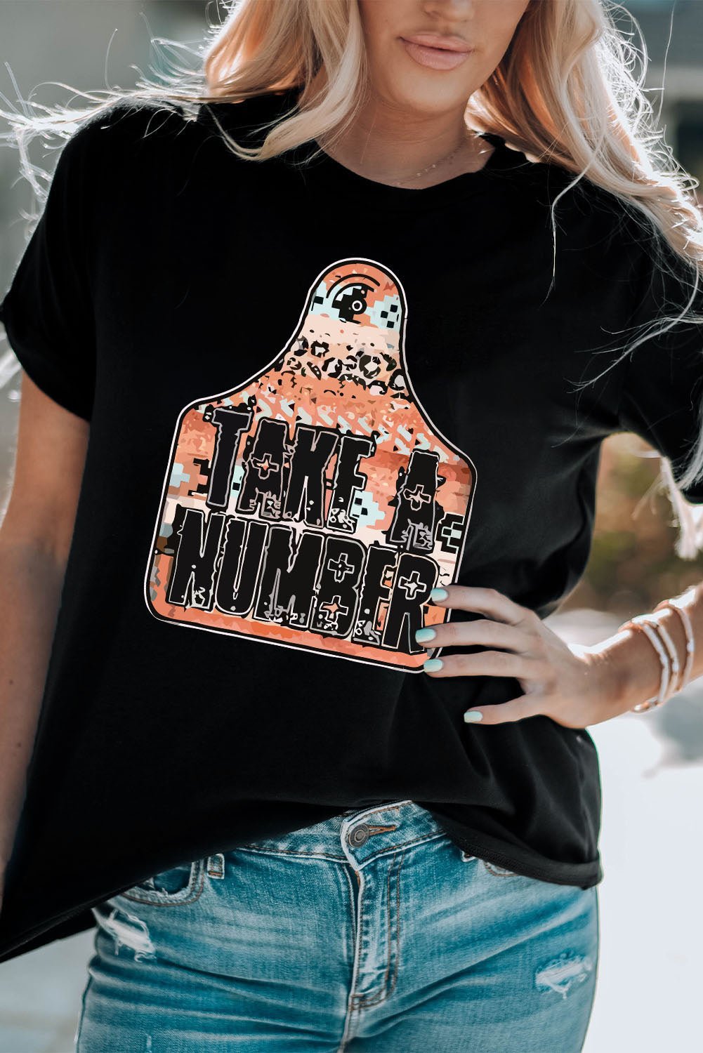 Elegant TAKE A NUMBER Graphic Tee - adritiX