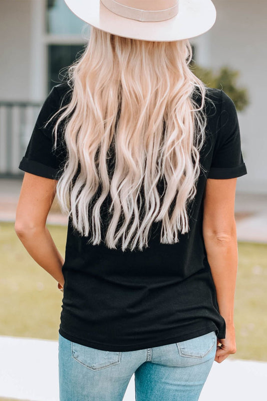 Elegant Western Printed Crewneck Graphic Tee - adritiX