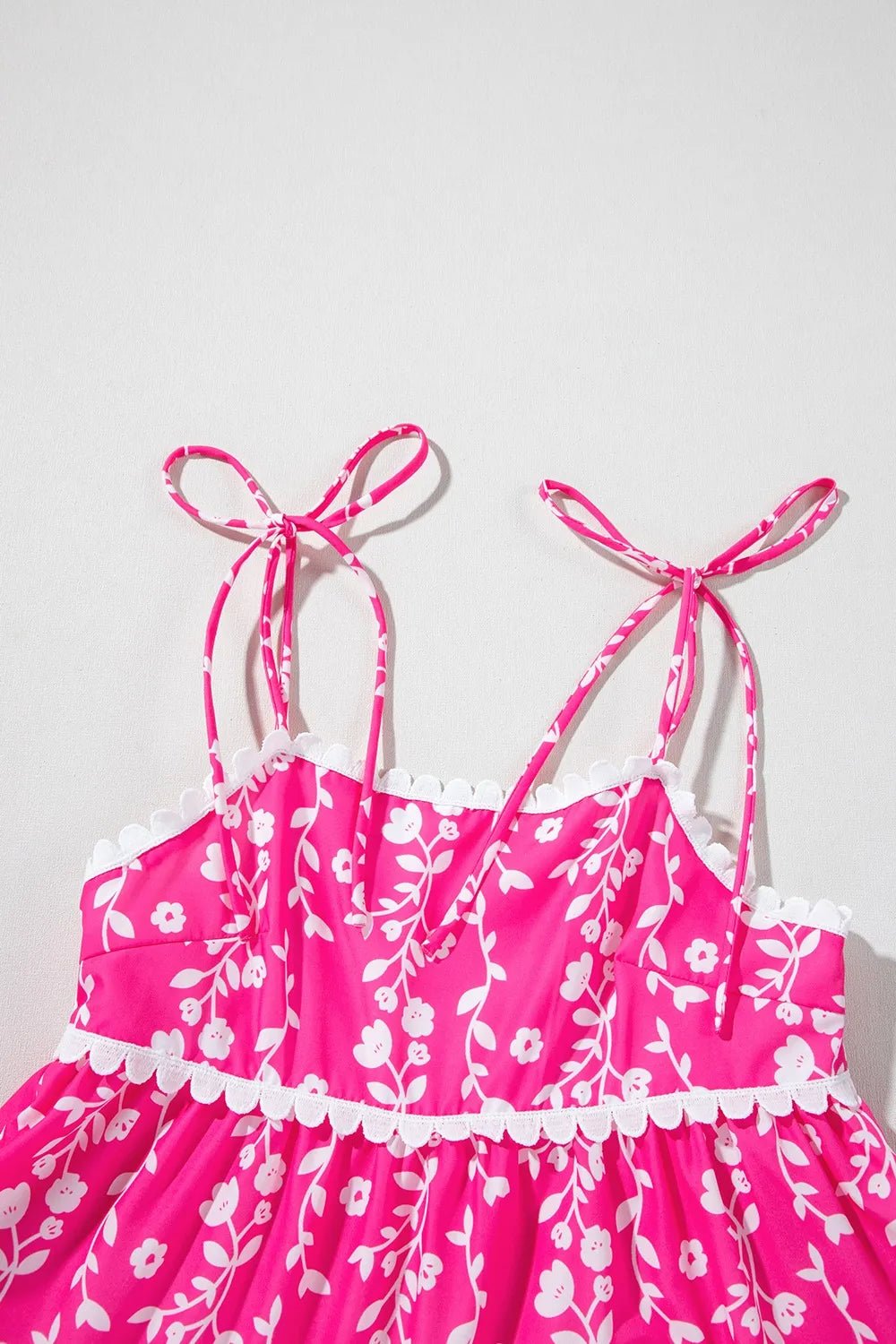 Floral Print Ric Rac Patched Sleeveless Mini Dress - adritiX