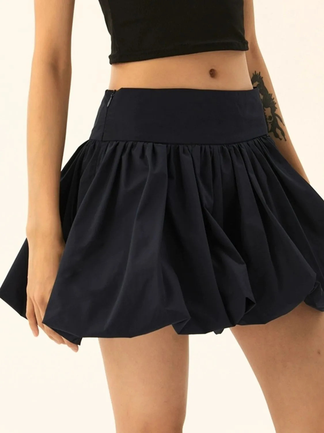 Ruched Bubble Hem Mini Skirt - adritiX