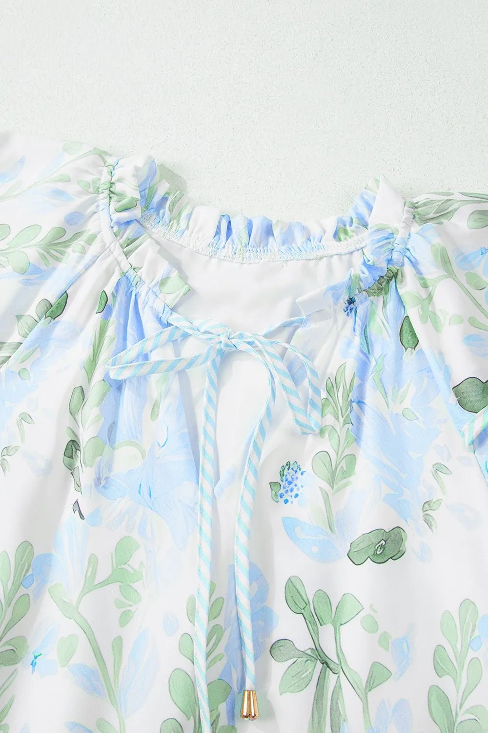 Floral Contrast Edge Layered Short Sleeve Mini Dress - adritiX