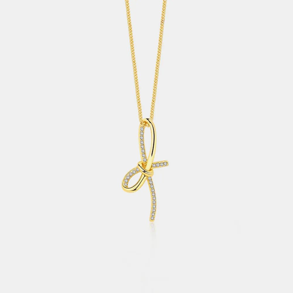 Zircon Bow Pendant Necklace - adritiX