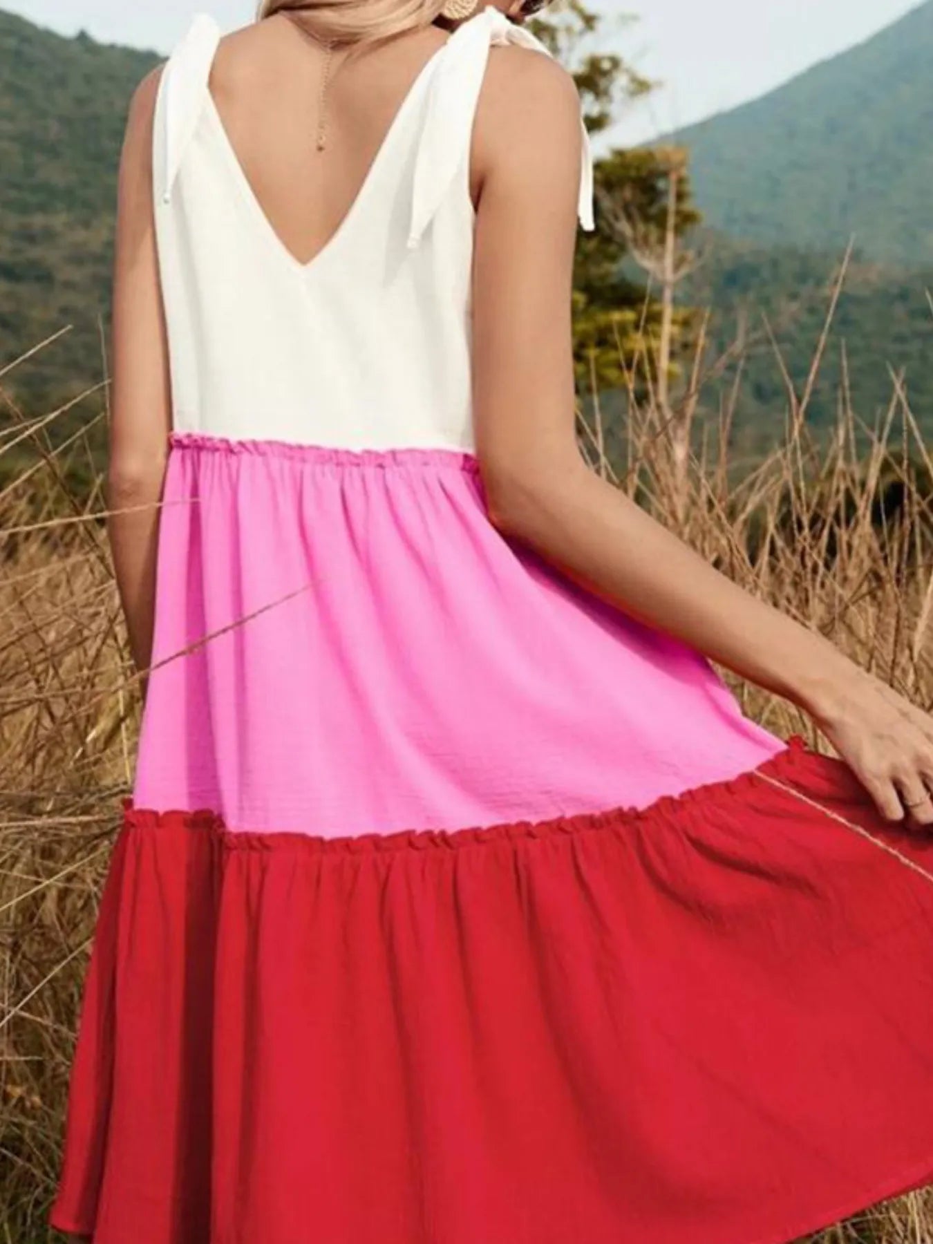 Colorblock Tiered Midi Tank Dress - adritiX