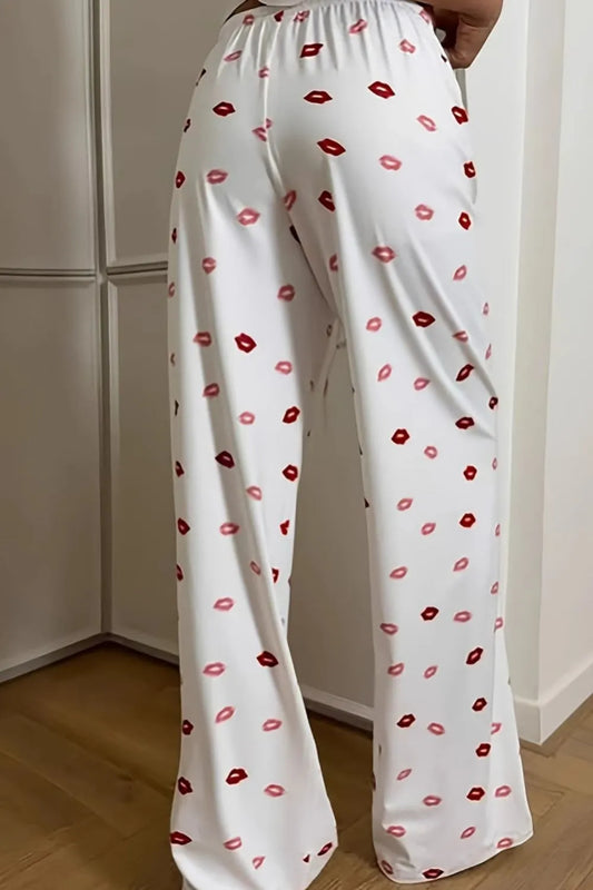 Lips Print Wide Leg Pants - adritiX