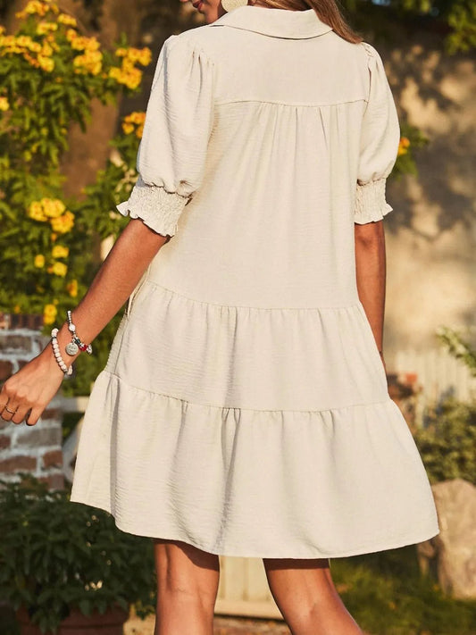 Johnny Collar Short Sleeve Mini Dress - adritiX