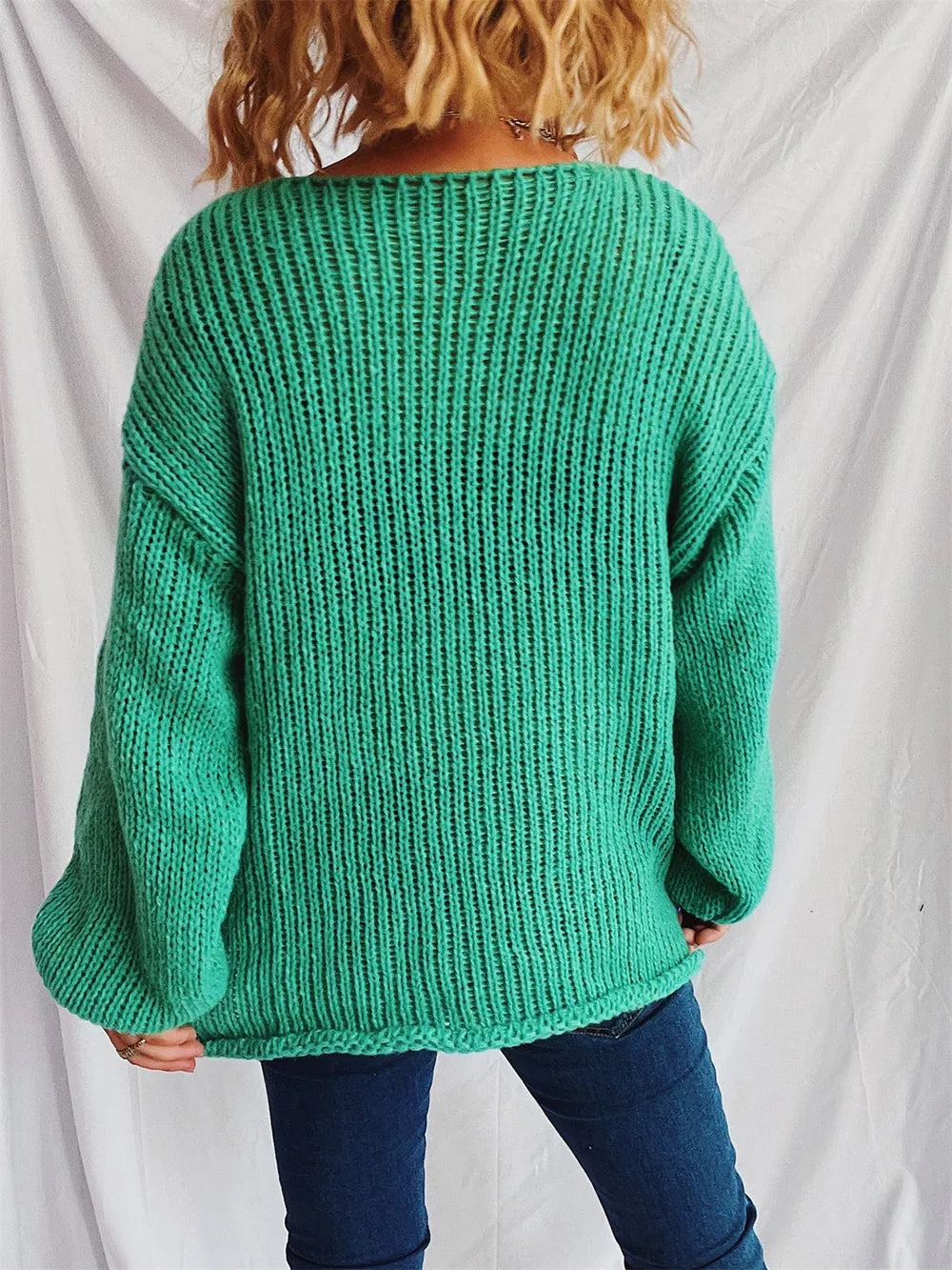 Boat Neck Dropped Shoulder Sweater - adritiX