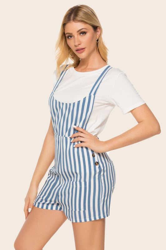 Elegant Striped Scoop Neck Romper - adritiX