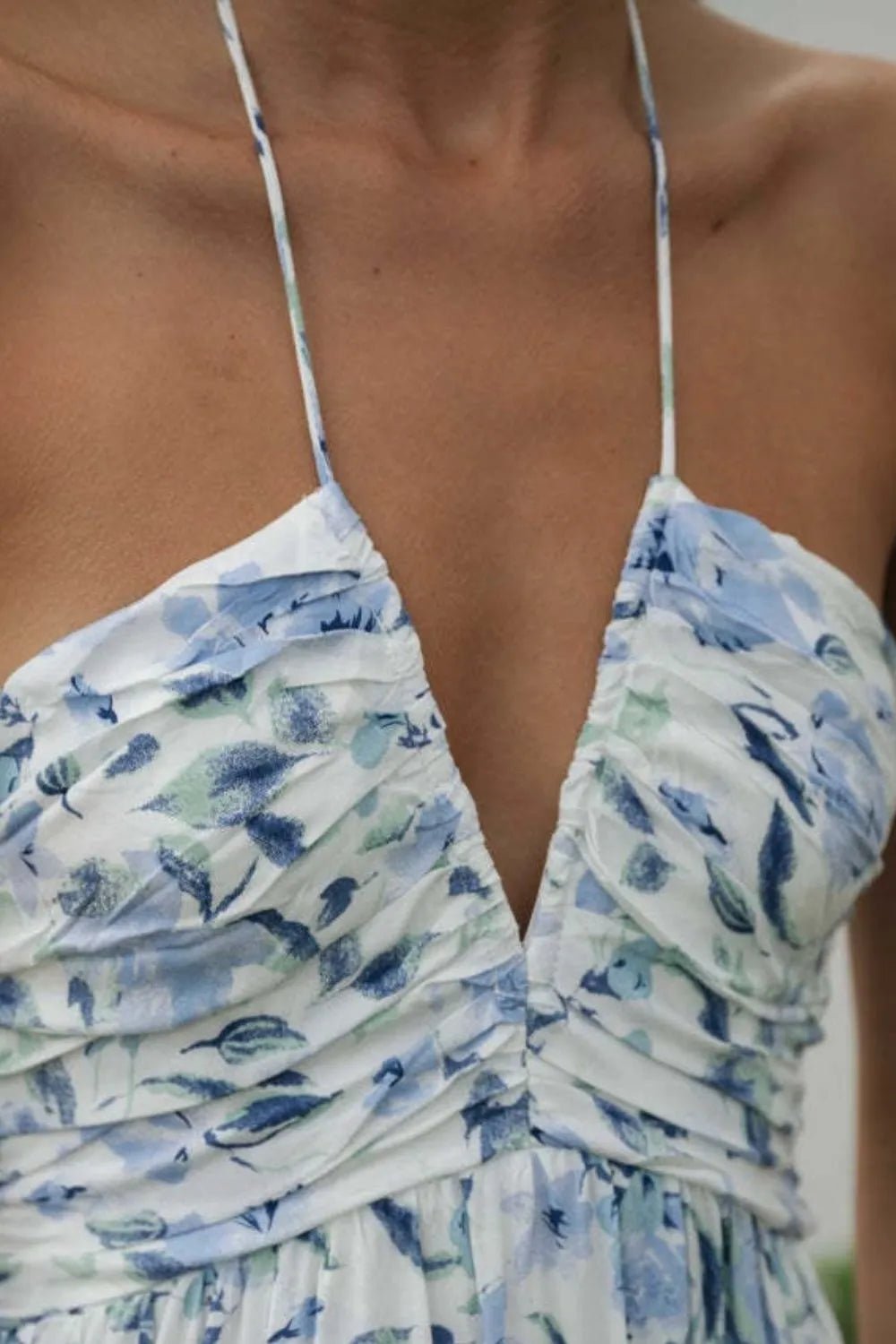 Floral Halter Neck Tiered Maxi Dress - adritiX