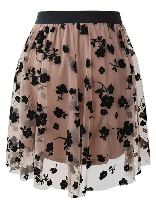 Floral Print High Waist Mini Skirt - adritiX