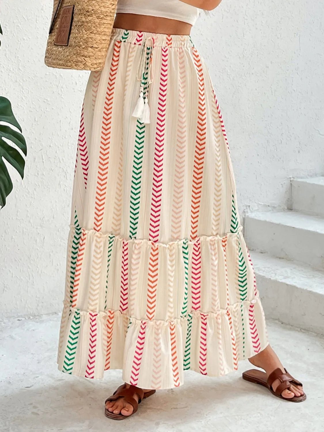 Frill Printed Maxi Skirt - adritiX