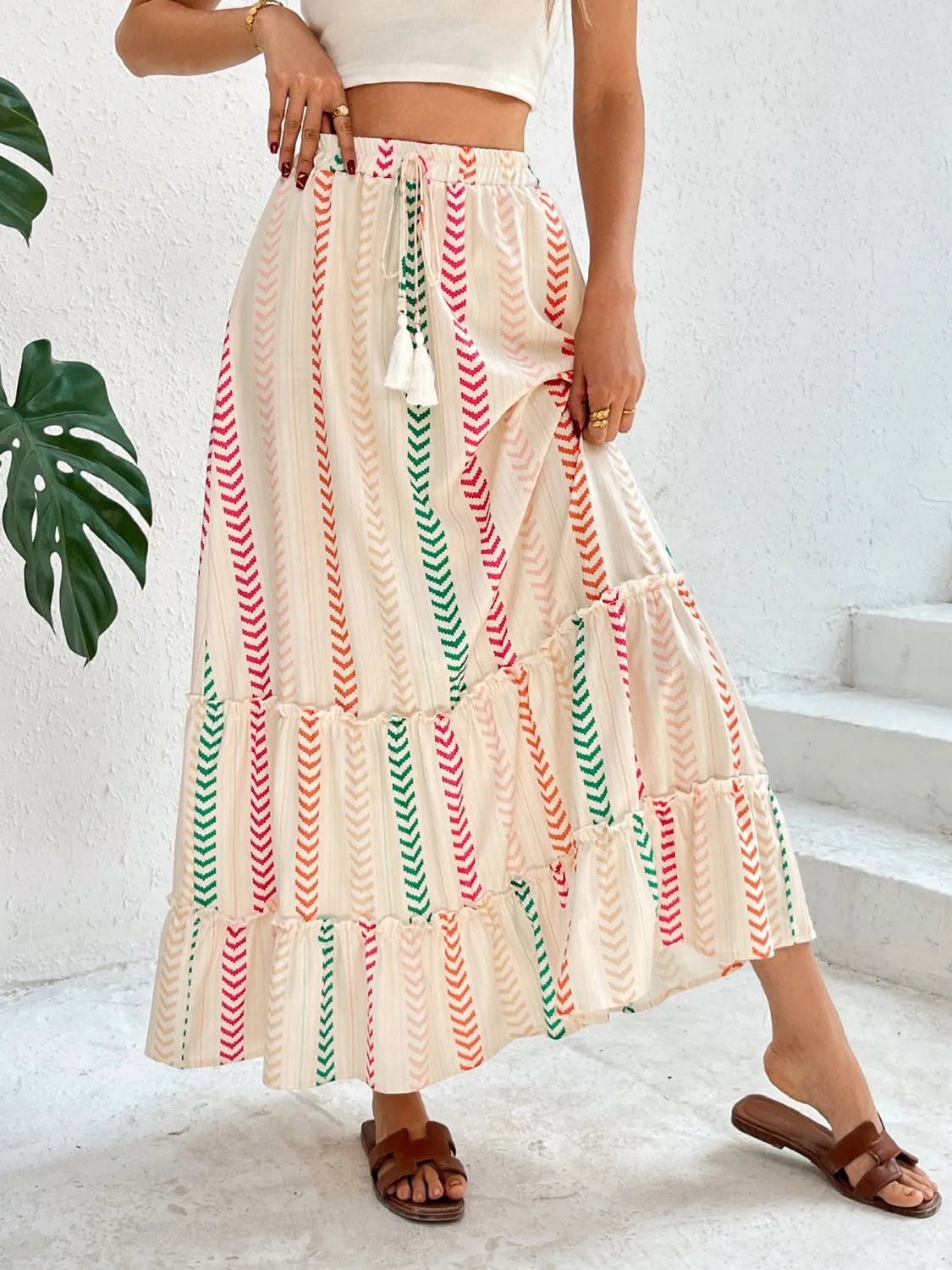 Frill Printed Maxi Skirt - adritiX