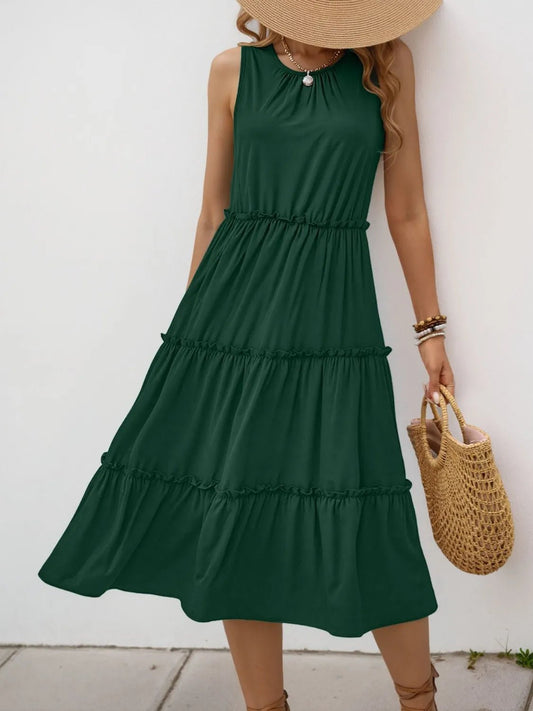 Frill Tiered Midi Dress - adritiX