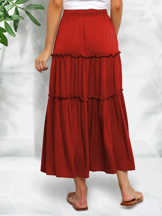 Frill Tiered Midi Skirt - adritiX