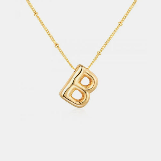Gold - Plated Bubble Initial Necklace - adritiX