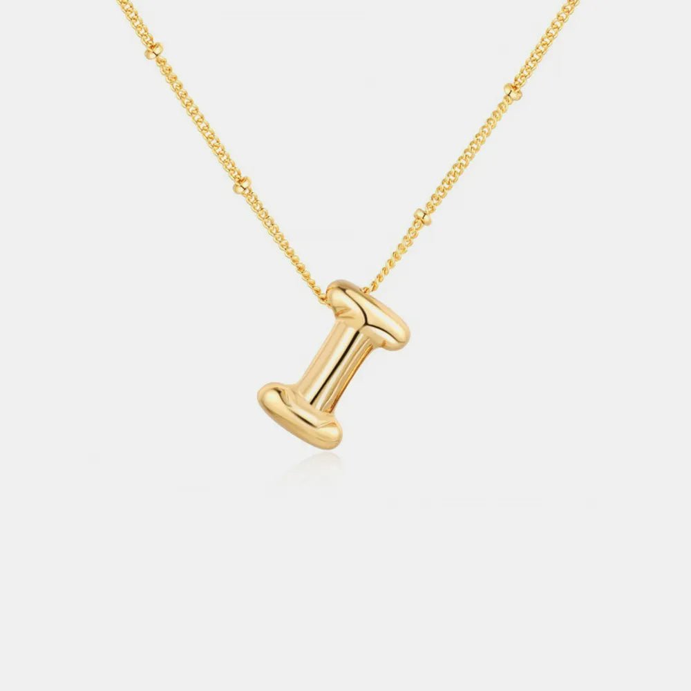 Gold - Plated Bubble Initial Necklace - adritiX