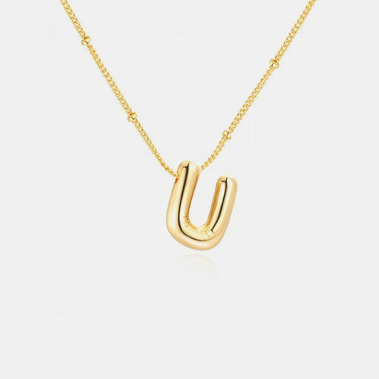 Gold - Plated Bubble Initial Necklace - adritiX