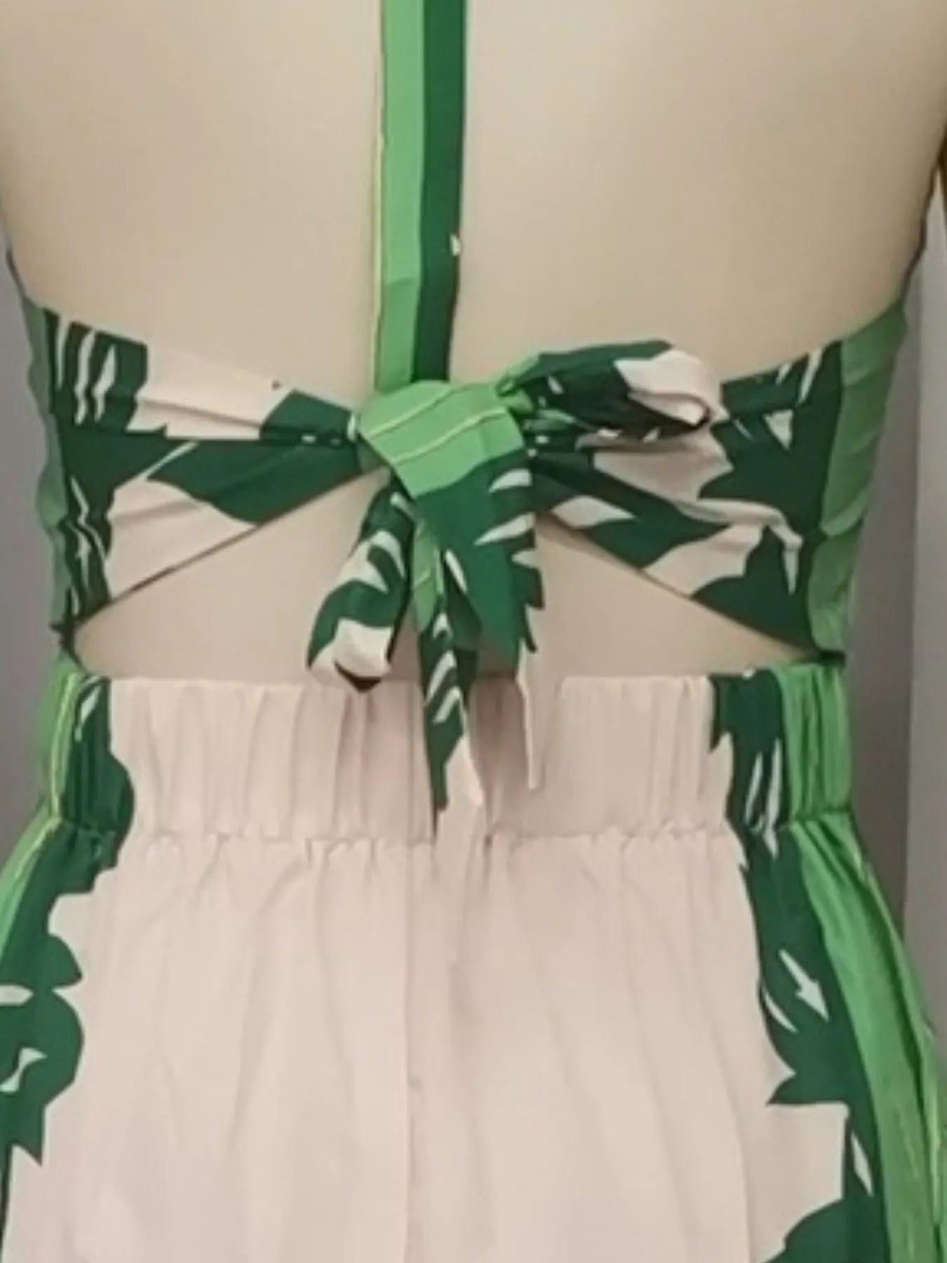 Halter Neck Leaf Print Maxi Dress - adritiX