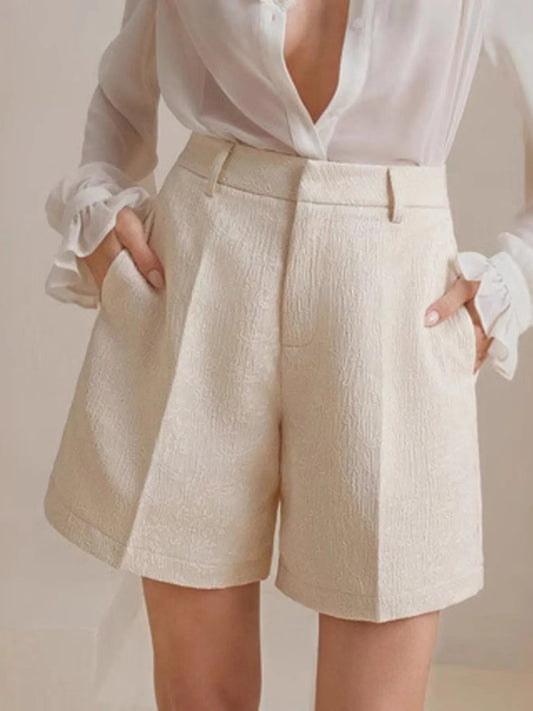 High - Waist Textured Shorts - adritiX