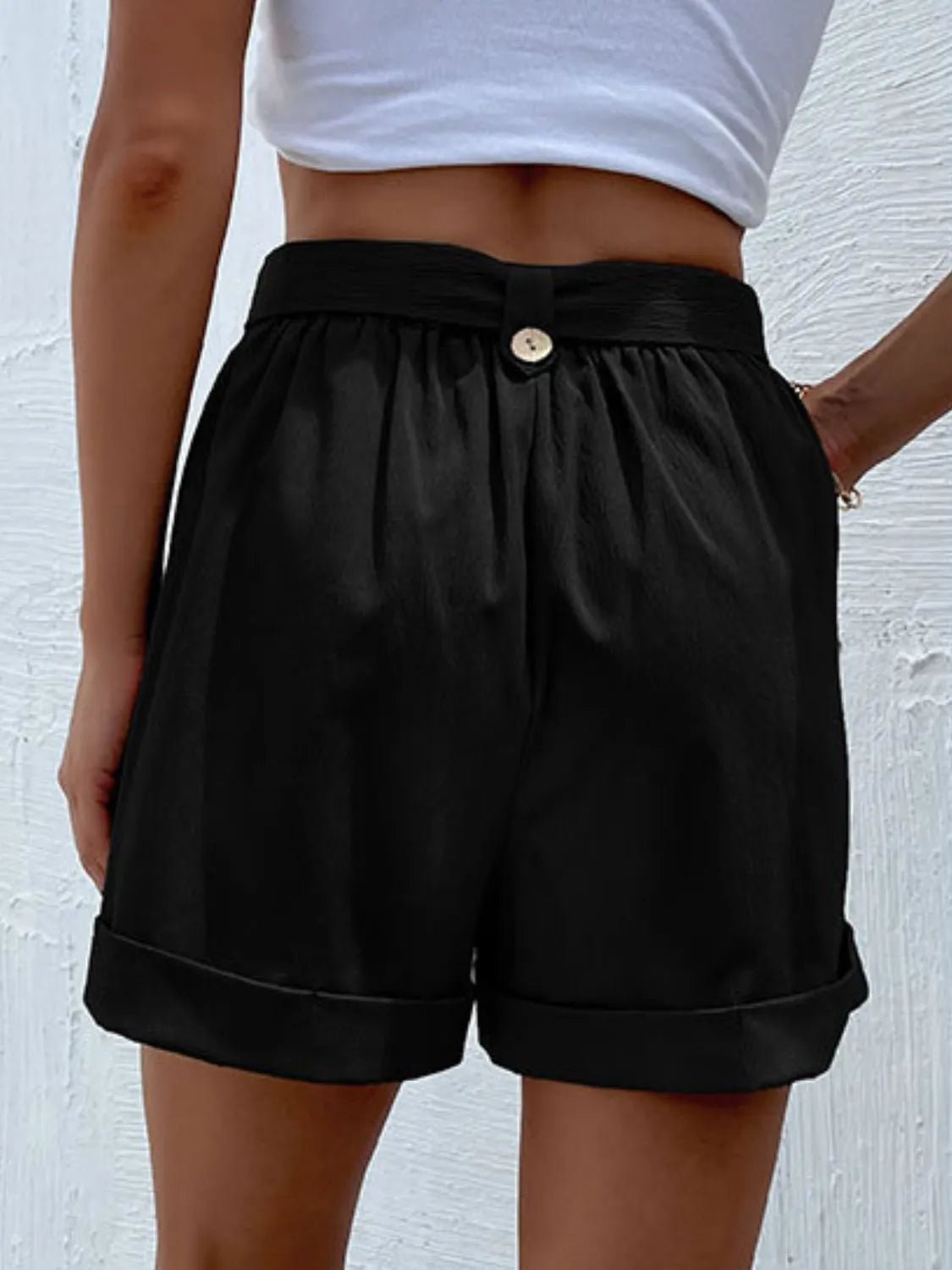High - Waisted Pleated Shorts with Belt Detail - adritiX