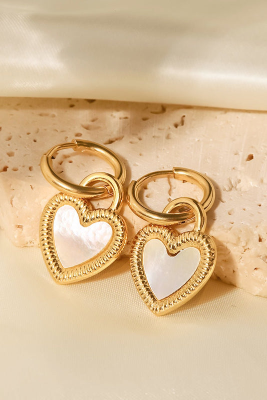 Inlaid Shell Heart Drop Earrings - adritiX
