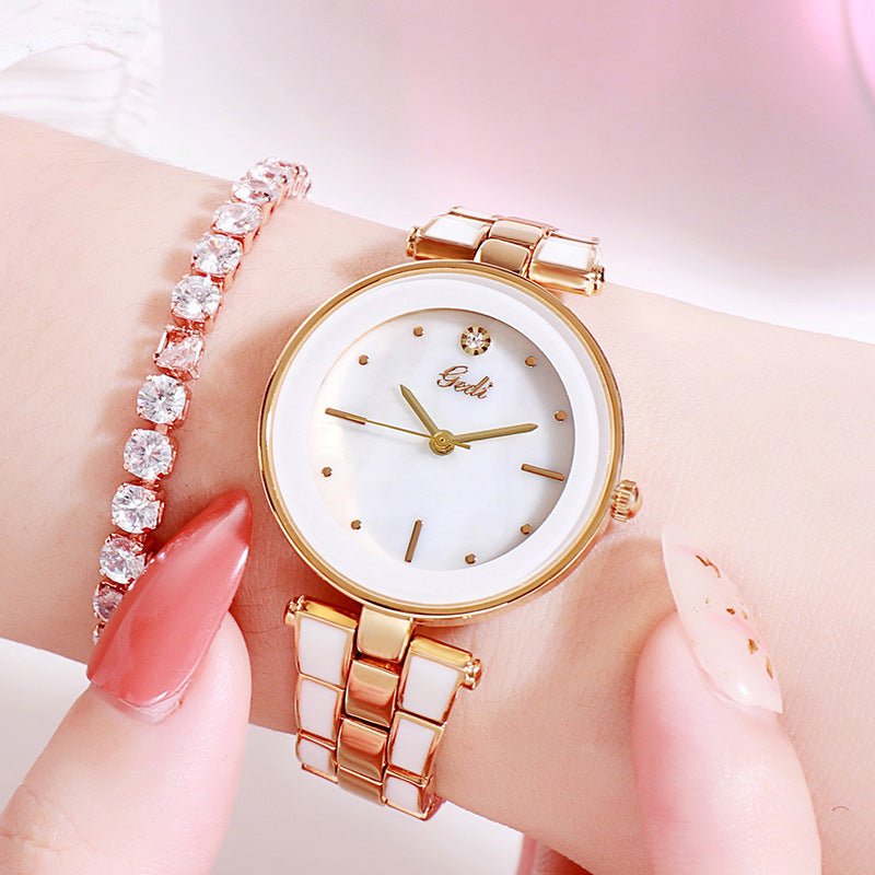 Ladies Watch Korean Style Trendy Student White Quartz - adritiX