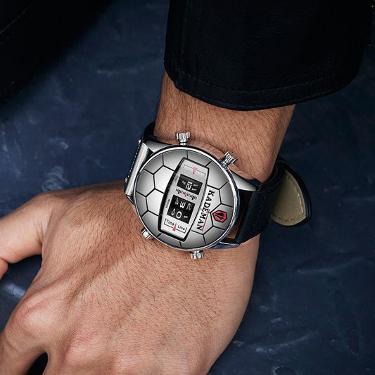 Mens Large Dial Roller Scale Sports Waterproof Steel Band Watch - adritiX