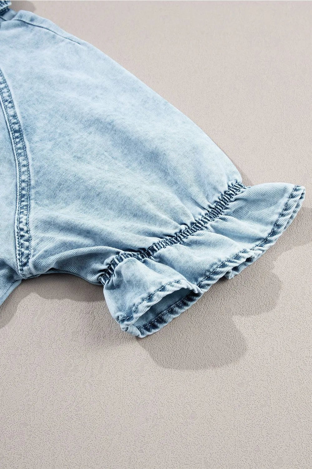 Mineral Wash Ruffle Sleeve Denim Dress - adritiX