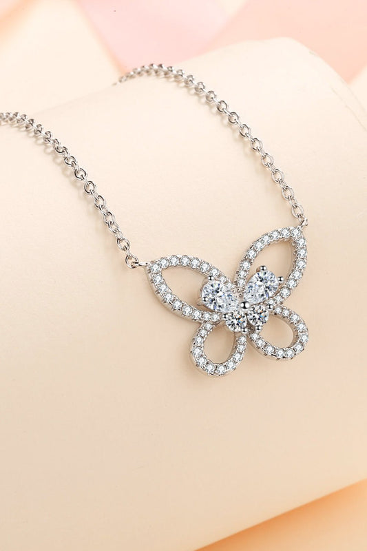 Moissanite Butterfly Pendant Necklace - adritiX