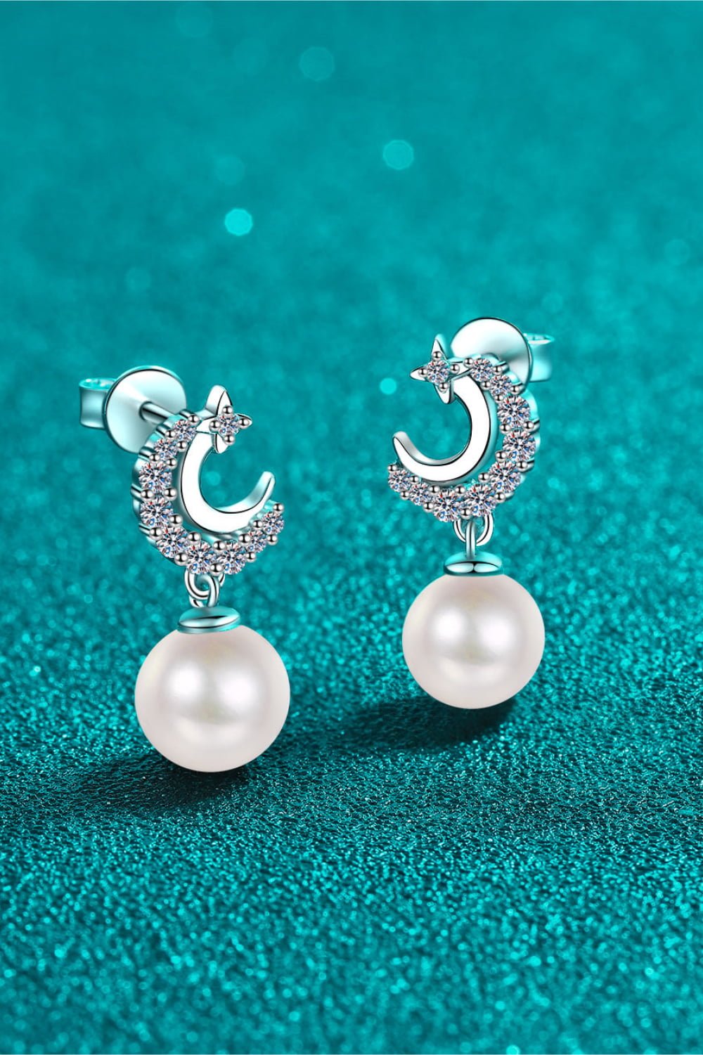Moissanite Pearl Drop Earrings - adritiX