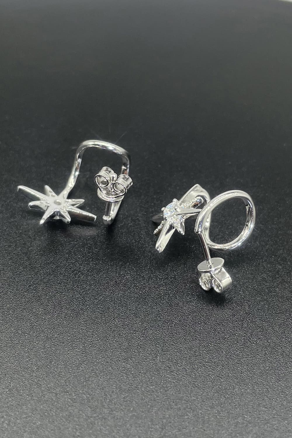 Moissanite Star Rhodium - Plated Earrings - adritiX