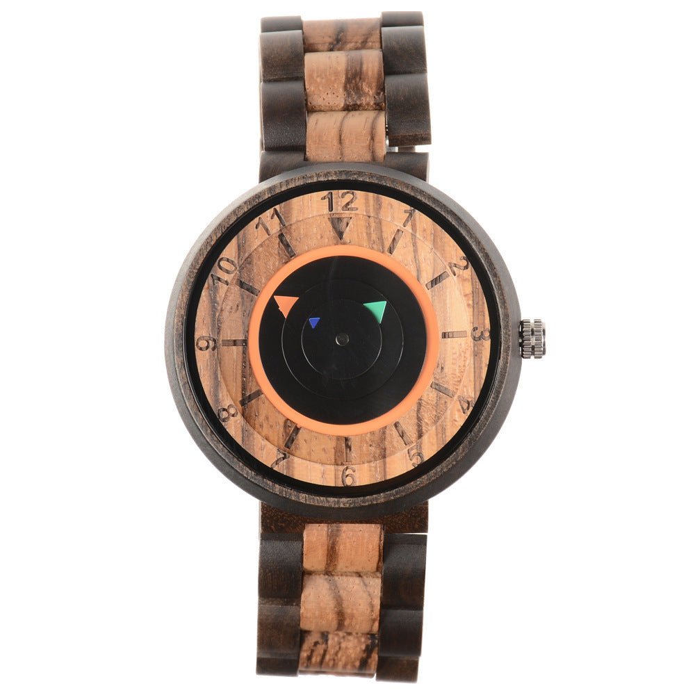 No Pointer Concept Quartz Watch Casual Personality Wood - adritiX