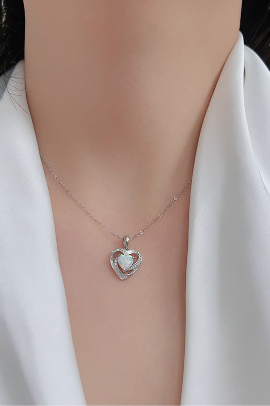Opal Heart Pendant Necklace - adritiX