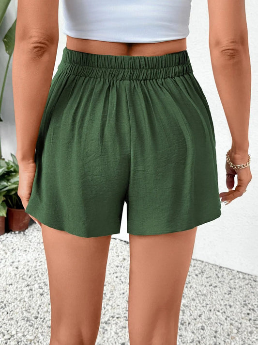 Pleated Detail Shorts with Pockets - adritiX