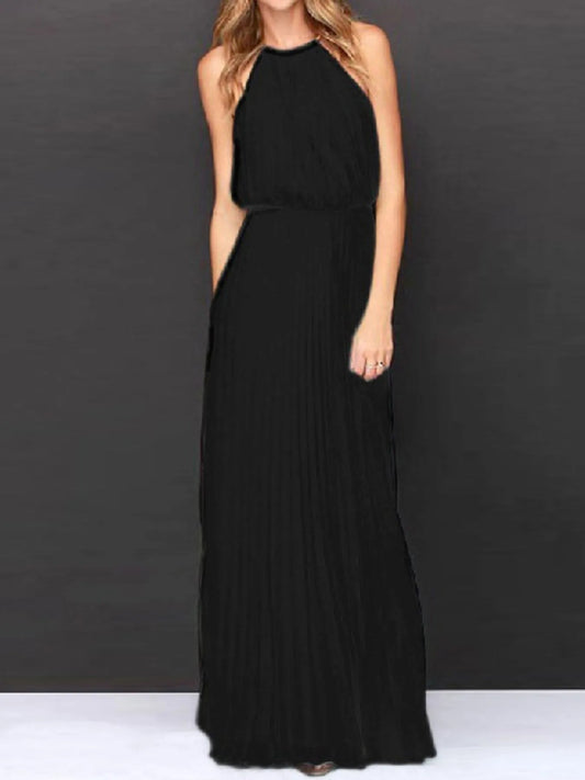 Pleated Sleeveless Maxi Tank Dress - adritiX