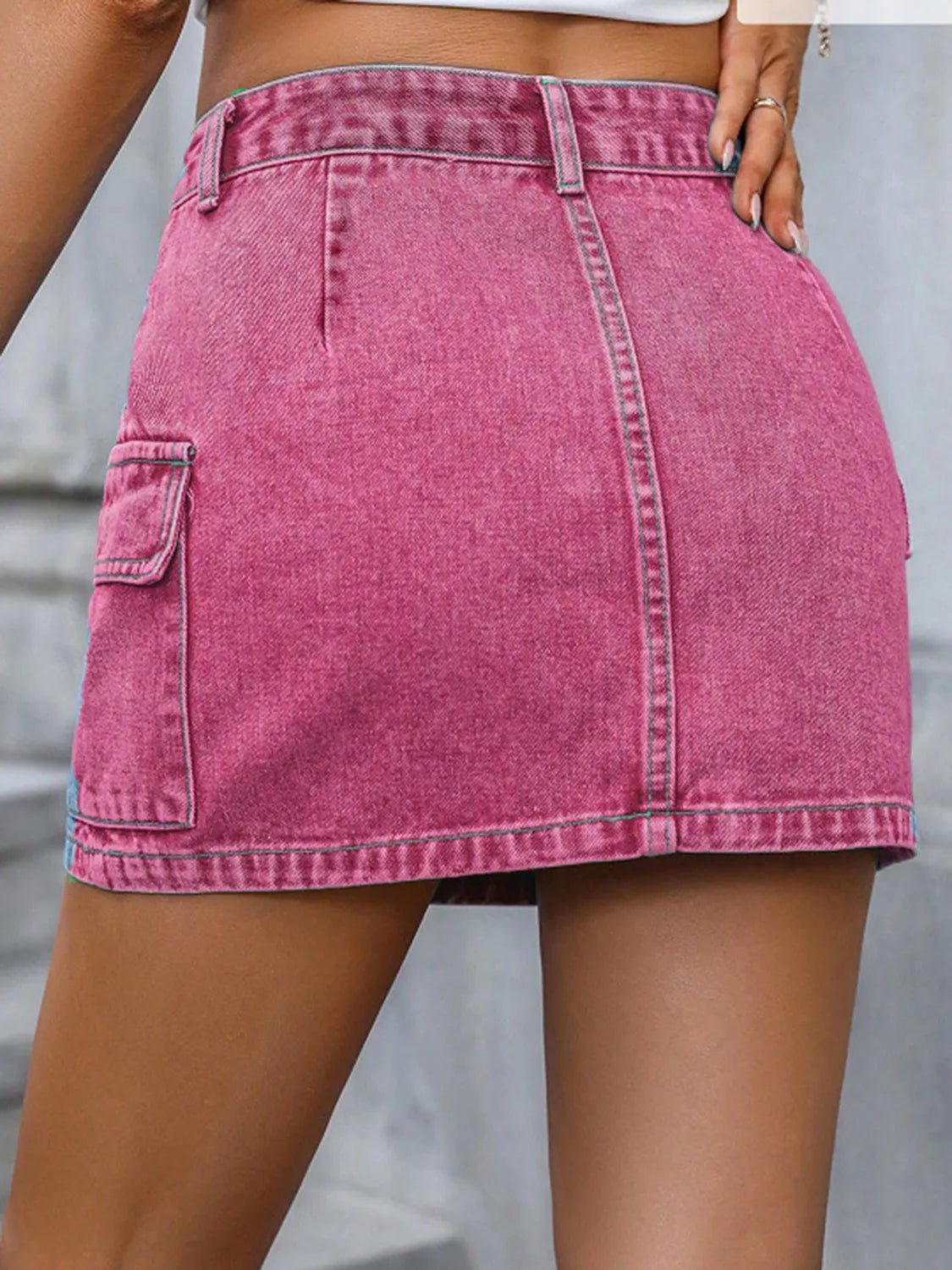 Pocketed Denim Mini Skirt - adritiX