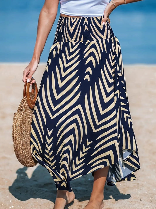 Printed High Waist Maxi Skirt - adritiX
