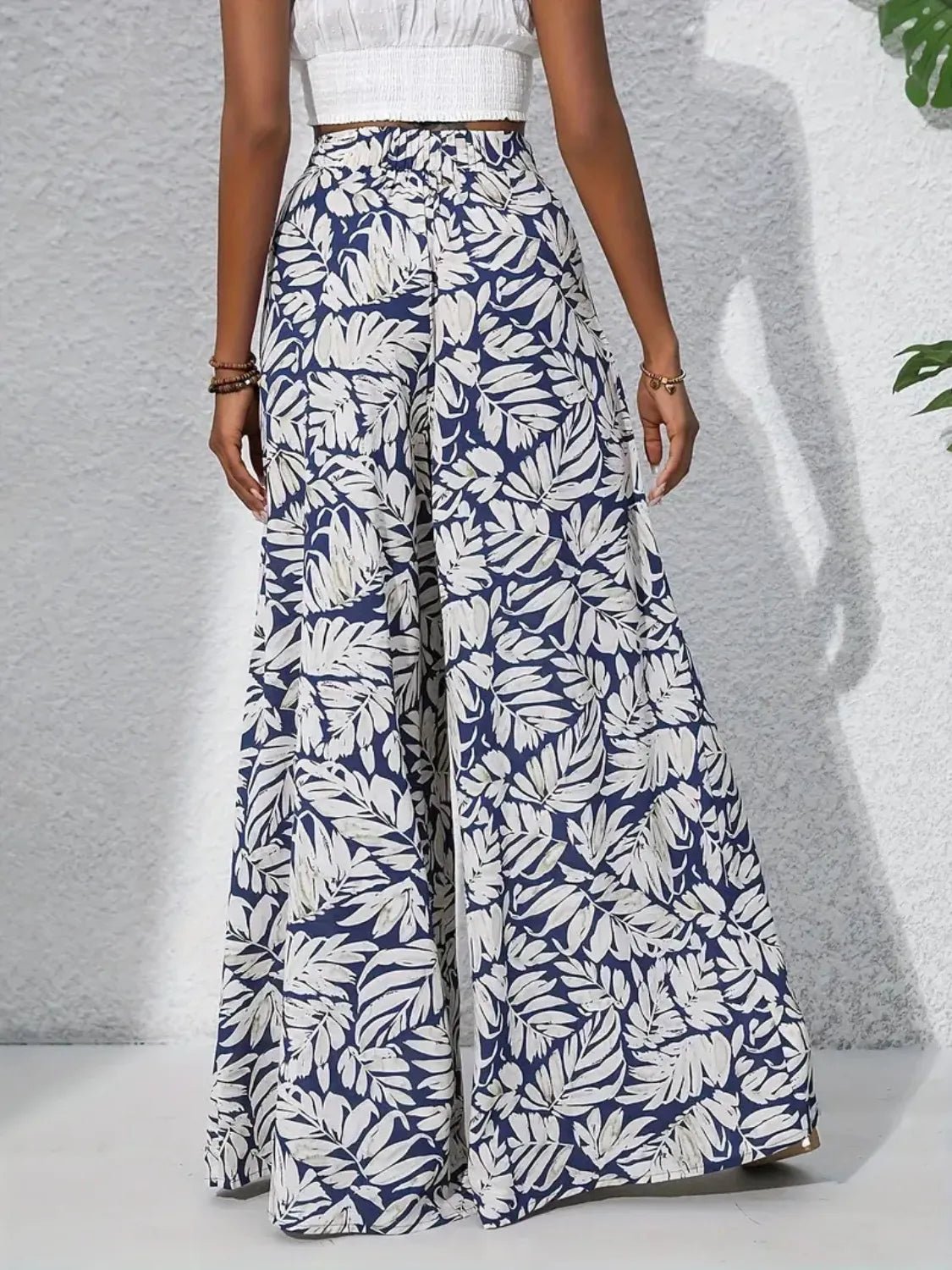 Printed High Waist Wide Leg Pants - adritiX