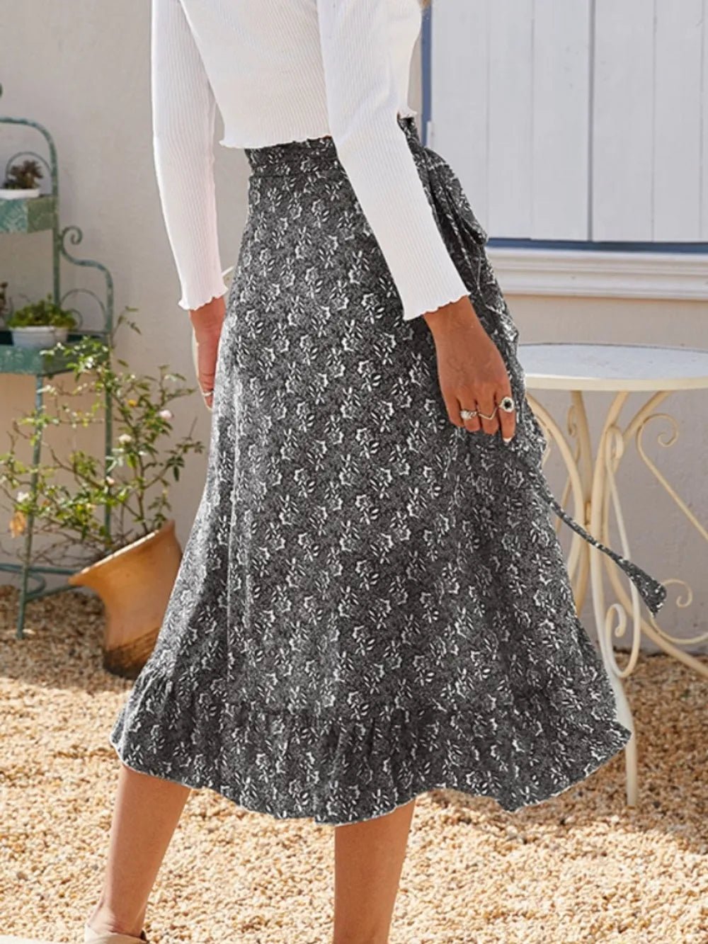 Printed Ruffled Midi Skirt - adritiX