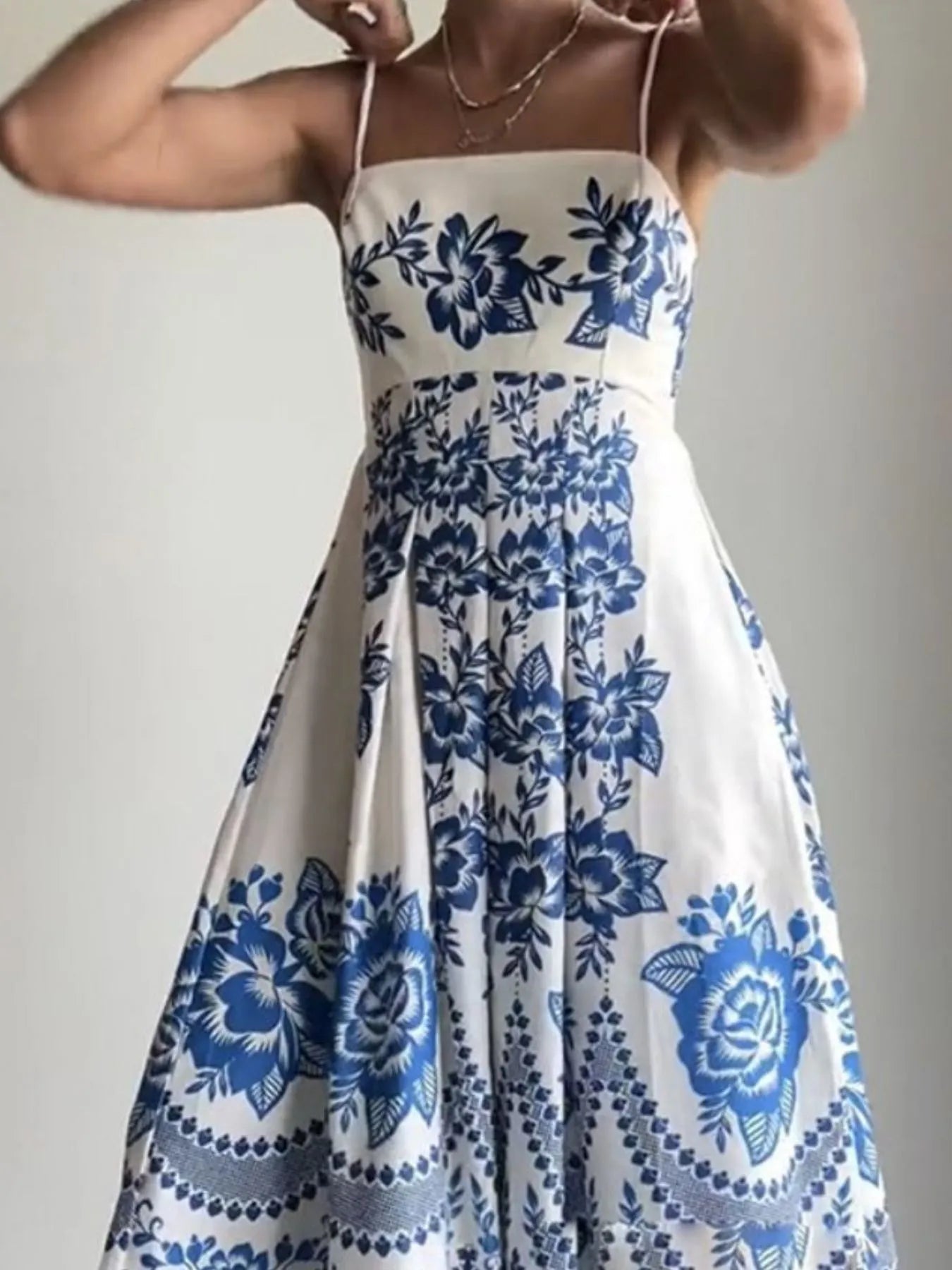 Printed Spaghetti Strap Maxi Dress - adritiX