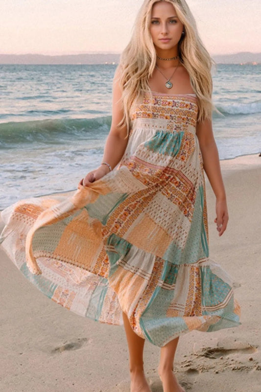 Printed Square Neck Cami Dress - adritiX