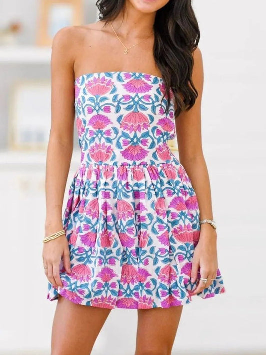 Printed Tube Mini Dress - adritiX