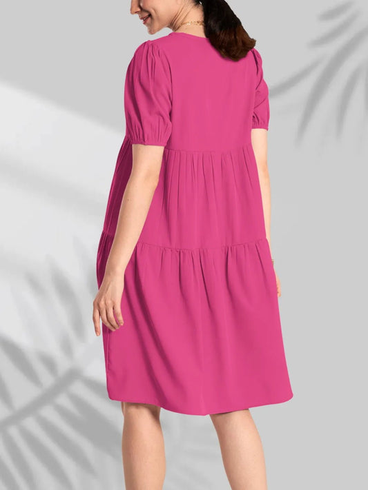 Round Neck Short Sleeve Mini Tee Dress - adritiX