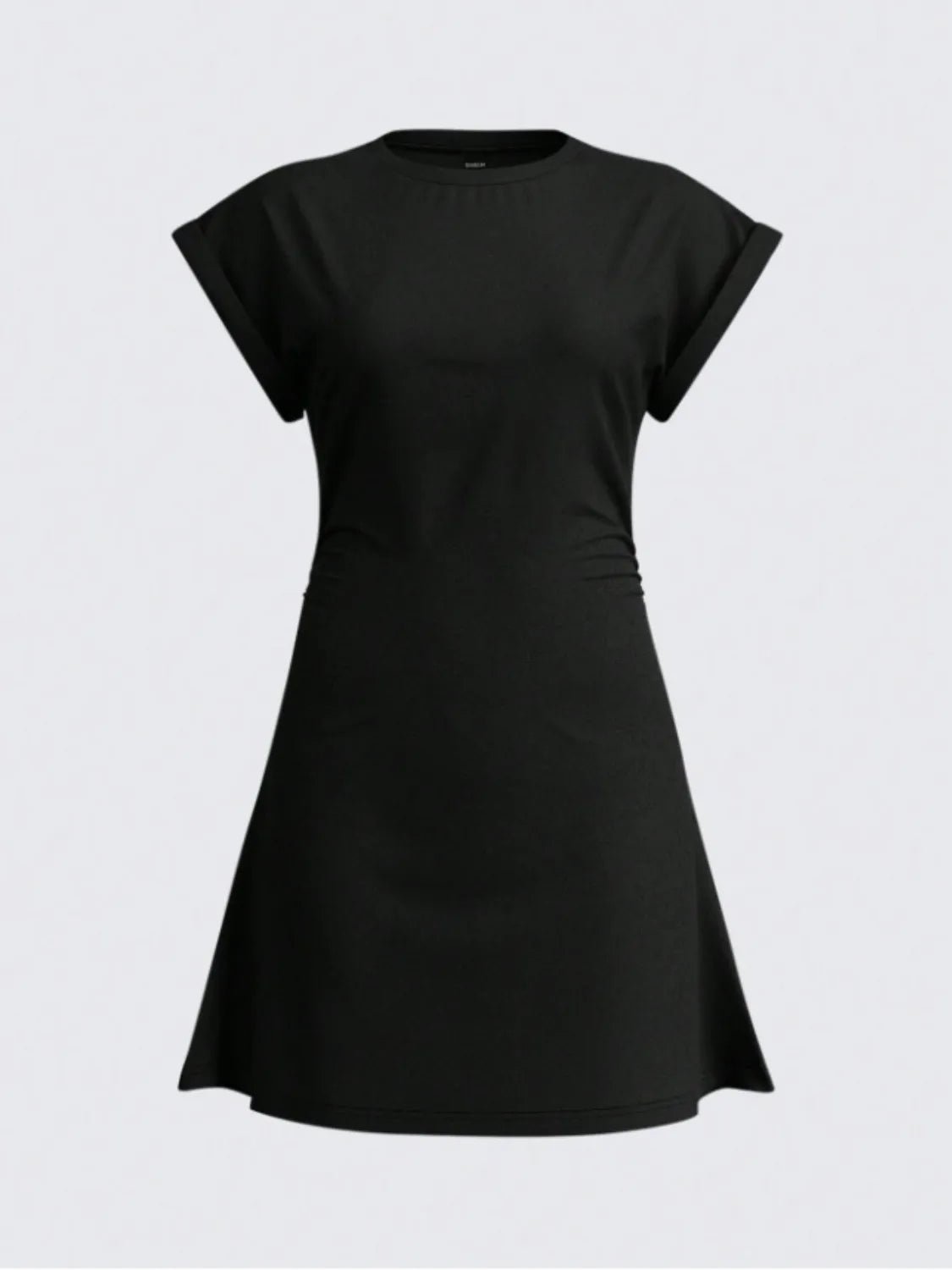 Round Neck Short Sleeve Mini Tee Dress - adritiX