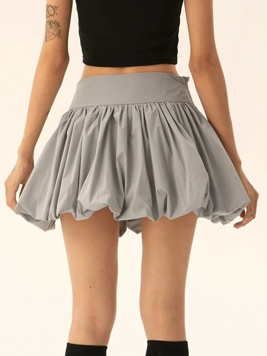 Ruched Bubble Hem Mini Skirt - adritiX