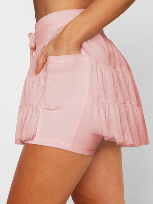 Ruched Mini Skort with Pockets - adritiX