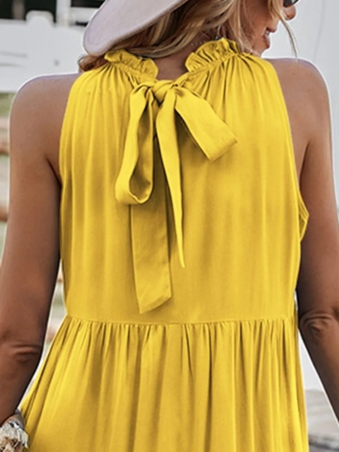 Ruffled Hem Sleeveless Mini Dress - adritiX
