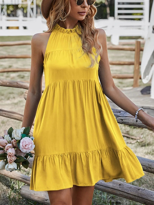 Ruffled Hem Sleeveless Mini Dress - adritiX