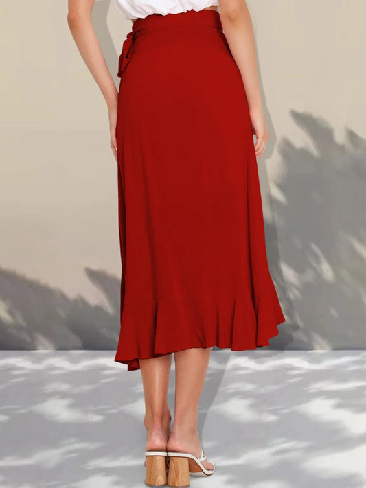 Ruffled Hem Tied Skirt - adritiX