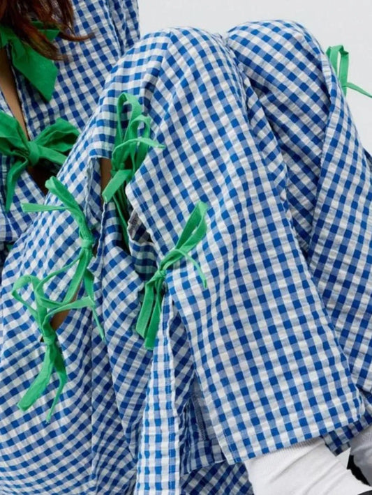 Side Tied Plaid Pants - adritiX