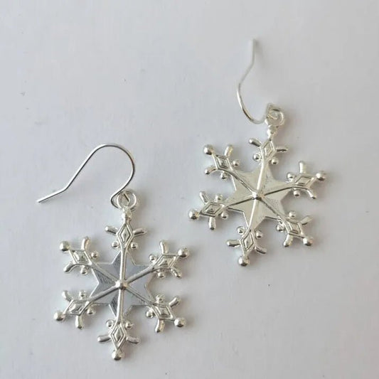 Silver - Plated Snowflakes Earrings - adritiX